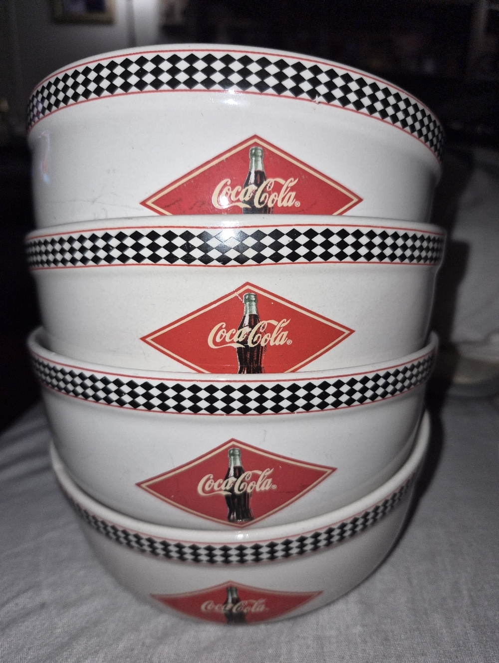 Coca-Cola White Ceramic Bowl with Black Logo Marking